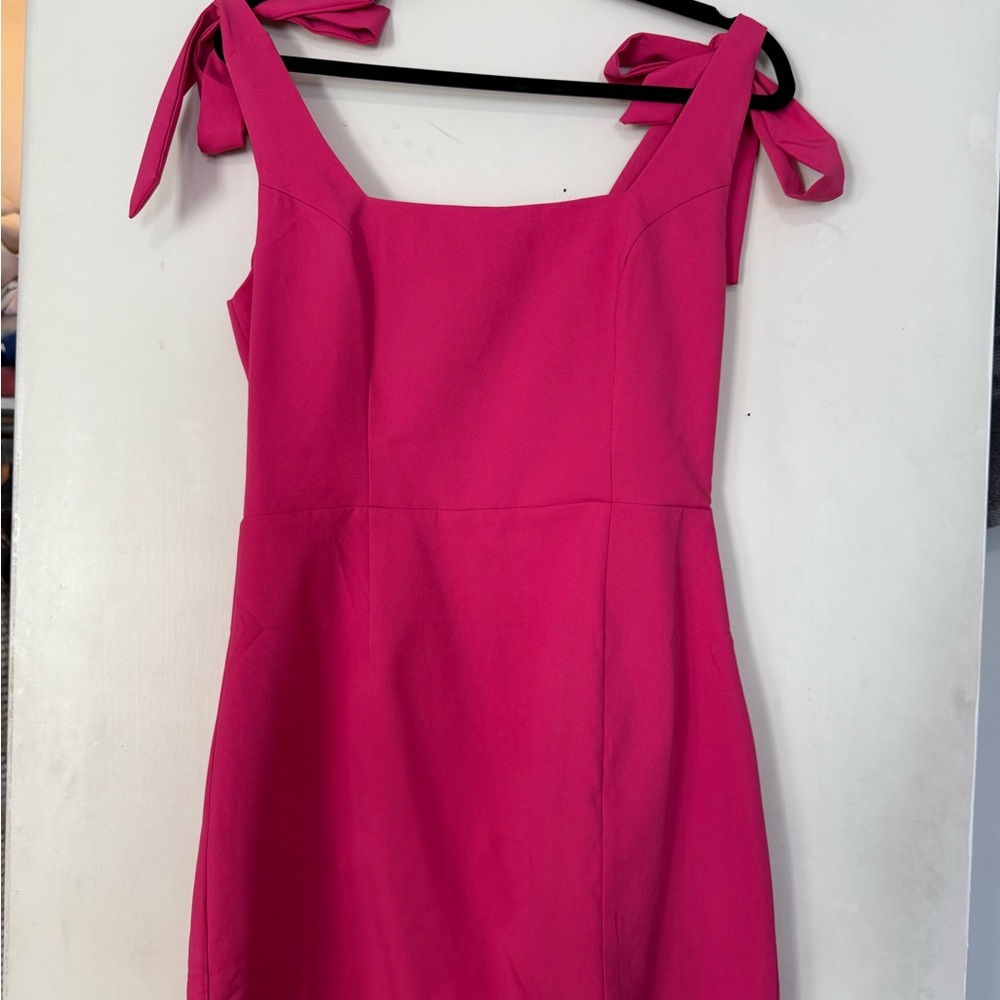 Lulu's Vibrant Pink Dress with Bow Straps
